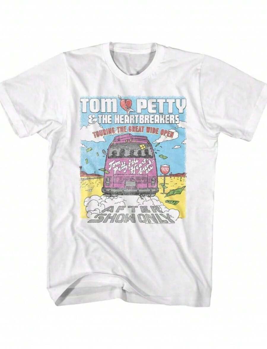 Tom Pettys The Heartbreakers Great Wide Open Adult Short Sleeve T Shirt 90s Vintage Style Graphic Tees - trắng - Xem 1