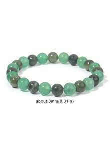YAUKIA 1件天然绿色东陵玉和南方玉珠串珠手链，舒缓压力，日常放松饰品，男女皆宜的时尚配饰 - 彩色 - 查看 9