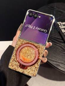 1pc Electroplated Rhinestone Glitter Liquid Quicksand Phone Case, Suitable For Samsung Galaxy Z Flip7, Galaxy Z Flip6, Galaxy Z Flip5, Compatible With Galaxy Z Flip7 FE, Galaxy Z Fold7, Z Fold6, Z Fold5, Z Fold4 - Multicolor - View 22