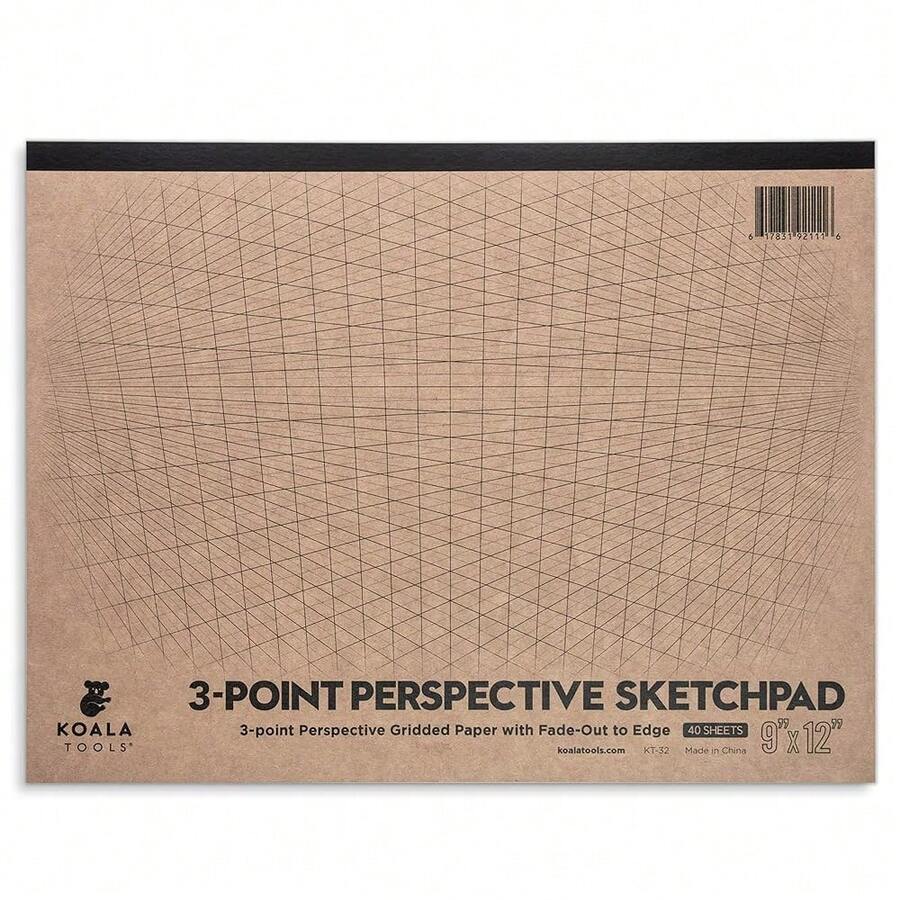 Kooalaa Tools | Drawing Perspective (1 And 2-Point) Large Sketch Pad (3 Point - 9 X 12) - 3Point-9x12 - 查看 1