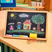 Pizarra de juegos Para Aprendizaje, Dibujo Incluye 12 gises de colores + Borrador - Café integral - Ver 1