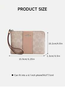 Coach Women's Classic Letter Pattern PVC Wallet Wristlet Clutch, Small Size, With Zipper - Pink - View 3