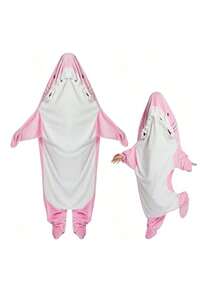 Shark Blanket Hoodie Adult, Shark Costume, Shark Blanket Wearable, Cozy Shark Pajamas (68 Inches, About 175cm) - 粉色 - 查看 1