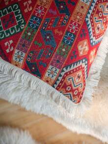 1 件波西米亚风红色几何徽章图案抱枕套，适用于客厅沙发、卧室、阳台、窗户、花园、户外、汽车、家居装饰、餐桌装饰、节日、派对等场合。 - 彩色 - 查看 9