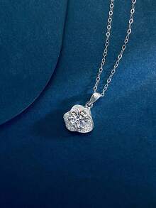 1pc Elegant Luxury 925 Sterling Silver 1 Carat 6.5mm Moissanite Necklace, Suitable For Women's Daily Wear, Party, Vacation, Valentine's Day, Mother's Day, Christmas, Wedding Anniversary, Birthday Jewelry Gift