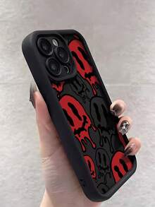 Skeleton 1pc Minimalist Red Twisted Smiling Face Pattern TPU Material Phone Case Compatible With IPhone 17/17 Pro Max/17 Pro/Air/13/16 Pro/16 Pro Max/16/15/14/12 Pro Max/13 Pro Max/11 Pro/14 Pro/15 Pro/12, Fashionable Protective Soft Case, High-End Luxury, Unisex Phone Case - Multicolor - View 6