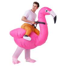 Valentine's Day Getaway! Couple's Pink Flamingo Inflatable Costume, Vibrant Contrast Fabric For Pool Party PDA