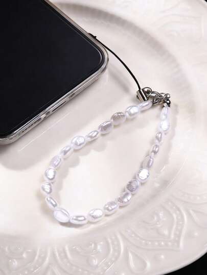 1 pieza Colgante de mochila de perla falsa simple e irregular, decoración de llavero, llavero de fiesta, adecuado como regalo de cumpleaños para un amigo, regalo para la madre, la familia, los amigos, colgante de teléfono móvil para cumpleaños y vacaciones, cadena de bolso, cordón de teléfono móvil, colgante pequeño, cadena de duende, colgante de estuche de auriculares