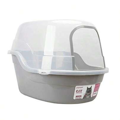 Caja de Arena Cubierta Caja de Arena Grande con Capucha para Gatos con Capacidad para hasta Dos Gatos pequeños simultáneamente Extra Grande Gris