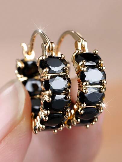 1 Pair Of Classic Luxury Single-Row Oval-Cut Zirconia Earrings For Women Designed Exclusively For Her A Sparkling Jewelry Gift For Her Valentine's Day Jewelry Gift