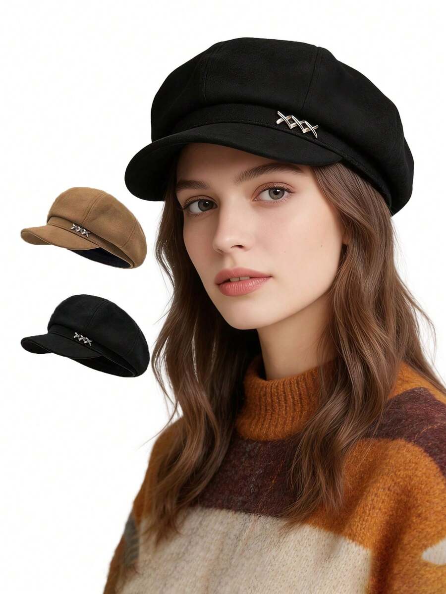 2026新款Barker男女童通用棒球帽 - 采用柔软、优质、舒适的面料制成，这款复古休闲时尚棒球帽饰有独特的银色金属十字架细节。经典的短帽檐设计，适合男孩和女孩佩戴。 - B款 - 查看 1