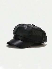 1顶简约百搭纯色PU皮革八角帽，适合春、夏、秋、冬四季佩戴，是馈赠佳品。 - 純色 - 查看 10