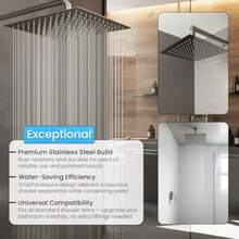 CYPNDucha de Lluvia de Alta Presión Cabezal de Ducha de Acero Inoxidable para el Baño Ángulo Ajustable para Ducha de Baño Ducha Fija de Ahorro de Agua Ultra Fina Boquilla Silicona Cuadrado 10 PulgadFashion - 224237263 - Ver 6