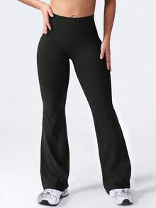 Yefecy 女士喇叭紧身裤 提臀塑形 健身瑜伽裤 - 黑色 - 查看 2