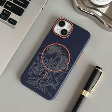 Customized Photo Magnetic Litchi Leather Phone Case, Compatible With IPhone 17 Pro Max And Air Wireless Charging, Anti-Fall, Anti-Scratch, Anti-Fingerprint, Perfect Gift For Christmas And Anniversary - Brown - View 4