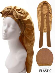 1pc Black Sleeping Cap, Women's Pink Elastic Drawstring Long Satin Silk Sleep Cap, Curl Hair Wrap, Long Hair, Braids, Dreadlocks, Curly Hair Silk Sleep Cap, Satin Bow Sleep Cap Sleep Bonnet - Multicolor 1pc - View 26