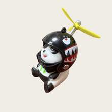 1pc Panda Rubber Motorcycle Handlebar Decoration With Rotating Helmet - Motorcycle And Bicycle Handlebar Accessories - one-size - View 9