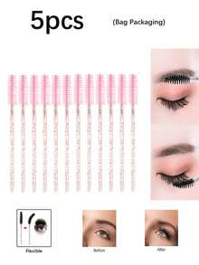 200/100/50/10支装睫毛膏刷、带容器的眼影棒、一次性斜角眉刷、睫毛嫁接刷、眉刷、蓖麻油刷（水晶粉）、眉刷、眼影刷、螺旋刷、螺旋刷 - 彩色 - 查看 14