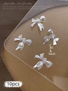 10/100/500pcs 3D Silver Bow Heart Nail Art Decorations, Korean Style Metal Bow, Star, Moon Nail Jewelry, Y2K Punk Nail Gems, DIY For Acrylic Nail Stickers, Phone Cases, Shoes, Clothes, Bags Nails Nail Supplies Nail Charms - Multicolor - View 15