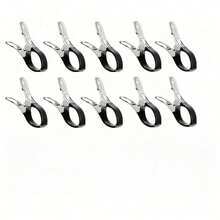 10pcs Heavy-Duty Stainless Steel Pool Cover Clips With Blue Plastic Handles - Windproof Spring Clamps For Secure Ground Pool Covers, With Durable Plastic Grips, All-Season Outdoor Use For Photography & Maintenance, Robust Clip Design - Blue - View 9