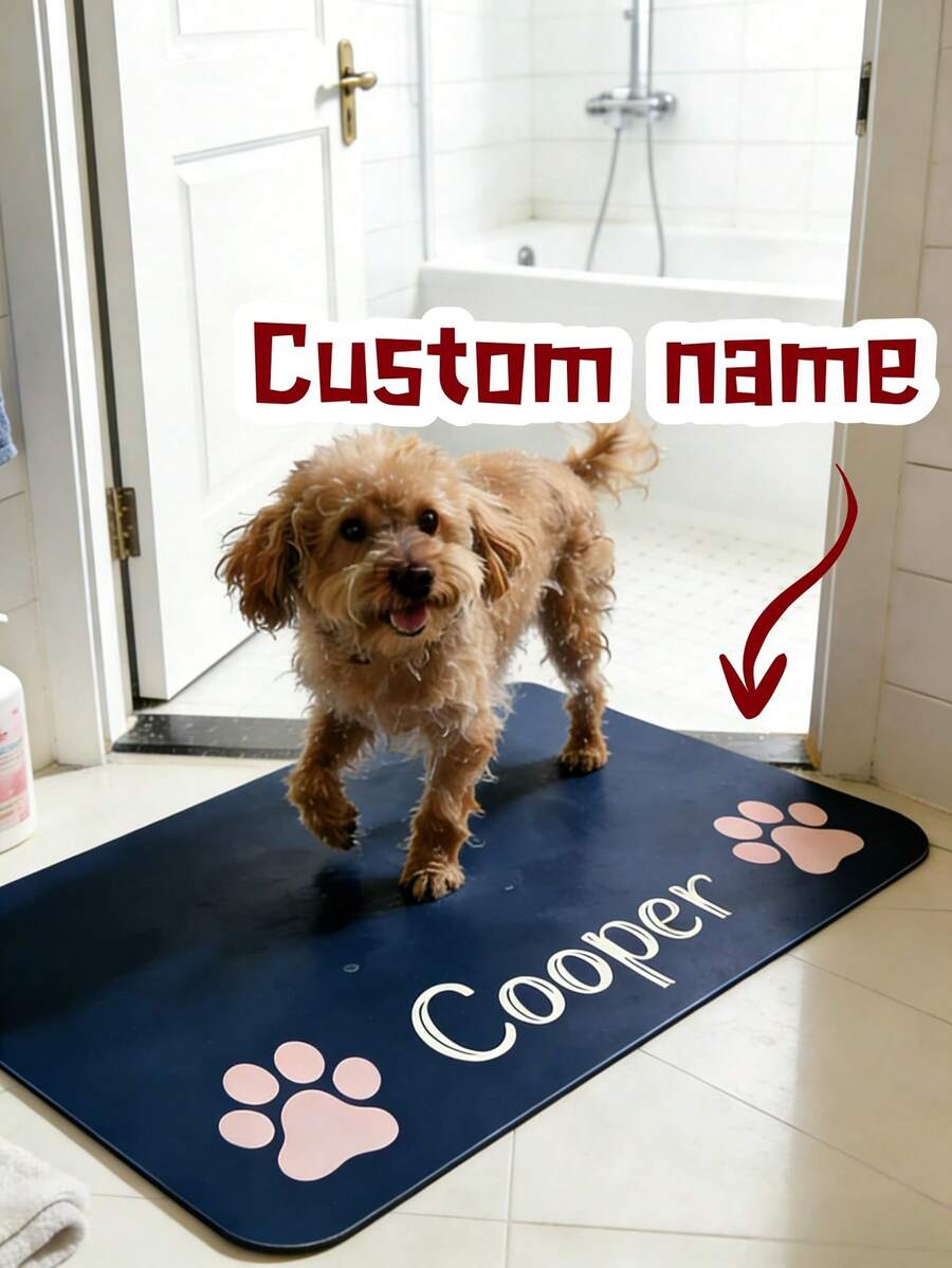 1pc Customized Silicone Pet Placemat - Personalize With Pet Name, Paw Print & Photo Design - Stylish & Comfortable For Home & Patio - For Dog/Cat Lovers - Best New Year & Valentine's Day Gift For Pet Owners