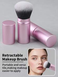 1pc Extendable Foundation Makeup Brush, Soft Bristles, Easy To Apply,Giveaways - Pink - View 3