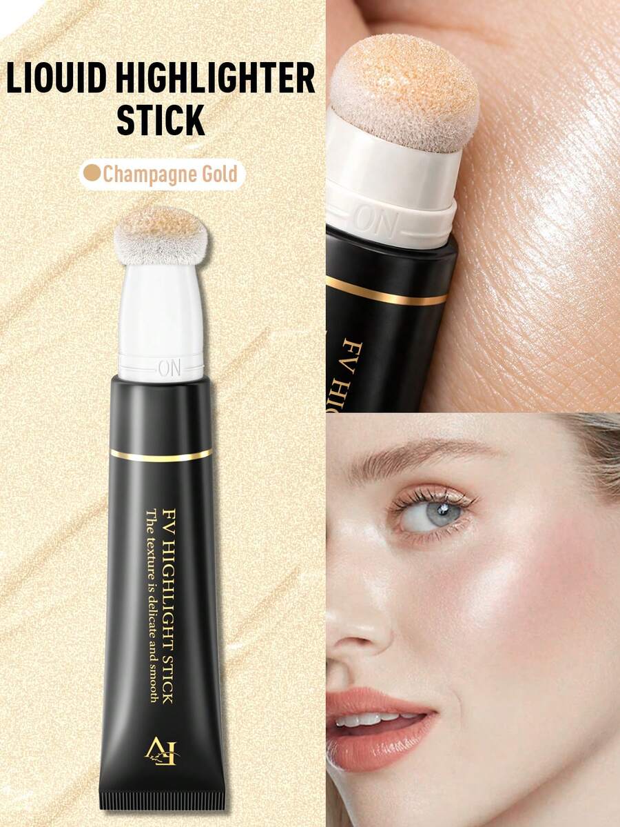 FV Glow Liquid Highlighter-Stardust Pink Gold Champagne Highlighter Long Lasting Creamy Texture Face Illuminator Shaping StickHigh-Shine Finish Long Wear Brightening Non-Caking Glow Highlighter Makeup Brand Beauty Makeup Face Paint Cosmetic For Women Girls Perfect For Winter Ideal For Y2K Fancy Fashion Suitable For Birthday Gift Party Ready Best Color - 01 Champagne Gold - 查看 1