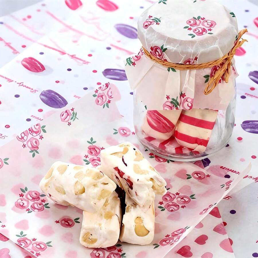 50pcs/Pack Wax Paper, Burger & Sandwich Wrapping Paper, Suitable For Baking, Snacks, Takeout Packaging - Multicolor - View 1