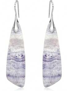 Natural Stone Earrings For Women Boho Triangles Dangle Drop Earrings - Blue White - 查看 7