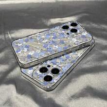 1pc Blue & White Floral Illustration Transparent Phone Case Compatible With Apple 17, 16, 16e, 15, 14, 13, 12, 11 Pro Max, X, XR, XS, 8, 7 Plus, Protective Cover - Clear - View 6