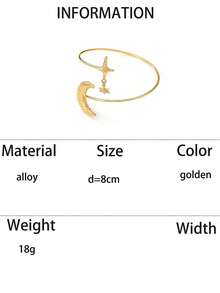1 chiếc vòng tay kim loại mạ vàng hình mặt trời tối giản thời trang, phụ kiện đa năng phù hợp cho nữ, trang phục đi nghỉ mát. - Ngôi sao tám cánh vàng - Xem 6