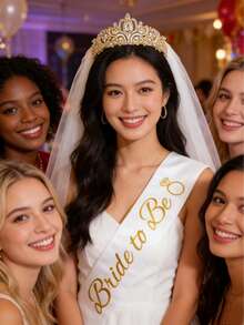 3 pièces Décorations pour enterrement de vie de jeune fille, couronne de douche de mariée, écharpe "Mariée" et voile pour femmes, cadeaux pour enterrement de vie de jeune fille, fournitures pour enterrement de vie de jeune fille, cadeaux, faveurs - Multicolore - Voir 2