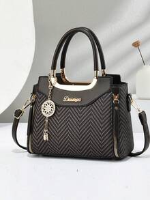 New Elegant Women's Handbag, Classic Stylish Durable Luxury, Spacious Capacity, Shoulder & Crossbody Carry - Coffee - View 9
