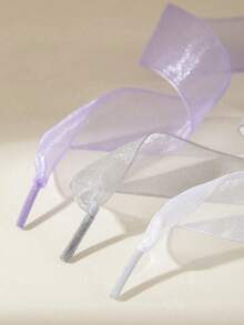 1 Pair Women's Chiffon Mesh Ribbon Shoelaces 120cm, Transparent Minimalist Ballet Style Shoe Laces Accessory, Suitable For Dress Shoes, Casual Shoes And More,Mother's Day Gift,Bedroom Decor,Garden,Kitchen Decor,Summer,Beach,Travel Essentials,Room Decor,Squishy,Graduation - Multicolor - View 6