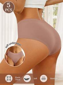 MIOTAN 5pcs/Pack Women's Low Waist Printed Panties, Soft Seamless Breathable - Multicolor - View 3