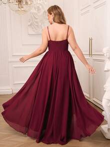 AOSHABABI Burgundy Draped Chiffon Elegant Women's Evening Gown Party - Burgundy - View 9