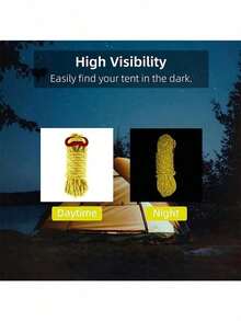 4 PCS Night Reflective Rope Tent Windproof Rope, High-Strength Lightweight Aluminum Wire Adjuster, Windproof Rope Buckle, Suitable For Securing Waterproof Fabric, Camping Tents, And Outdoor Packaging. 4-Meter Long Camping Rope. - Multicolor - View 5