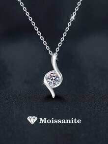 1pc Elegant Luxury 925 Sterling Silver 1 Carat 6.5mm Moissanite Necklace, Suitable For Women's Daily Wear, Party, Holiday, Valentine's Day, Mother's Day, Birthday, Wedding Anniversary, Women's Jewelry Gift