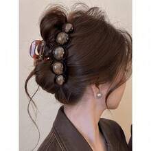 1pc Autumn/Winter Fashion Large Pearl Minimalist Elegant Hair Claw Hairpin, Acrylic, Suitable For Party, Commute, Outfit Matching Hair Clip Winter Hair Accessories - Multicolor - View 5