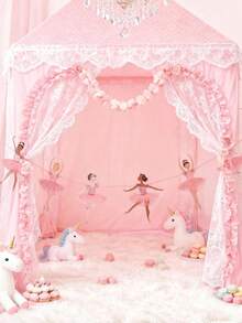 一套粉色芭蕾舞横幅，芭蕾舞者悬挂花环，蝴蝶结花环旗，生日派对装饰，芭蕾舞主题派对花环，婚礼派对装饰，婴儿派对装饰，室内/室外装饰，圣诞节装饰，情人节装饰 - 彩色 - 查看 5