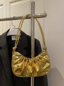 Korean Stylish Minimalist Chic Pleated Underarm Bag, Women's Spring New Fashion One Shoulder Bag, Casual Crossbody Bag - Multicolor - View 12