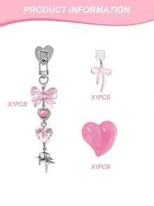 Cute Heart-Shaped Phone Holders 3pcs Kindle Accessories Set Including Dust Plug Pendant Type-C/USB-C Heart-Shaped Grip Stand And Shiny Keychain With Hook Compatible With Kindle Paperwhite 11th And 12th Generation Valentine's Day Gift - Multicolor - View 5