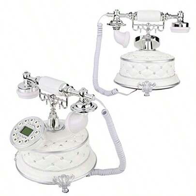 Bewinner Teléfono Retro Vintage de Alta Gama con Pantalla LCD Placa de Dial Giratoria Teléfono Fijo Antiguo Decoración Clásica Adecuada para Hogar Oficina Casa de Lujo Hotel Star Galería de Arte