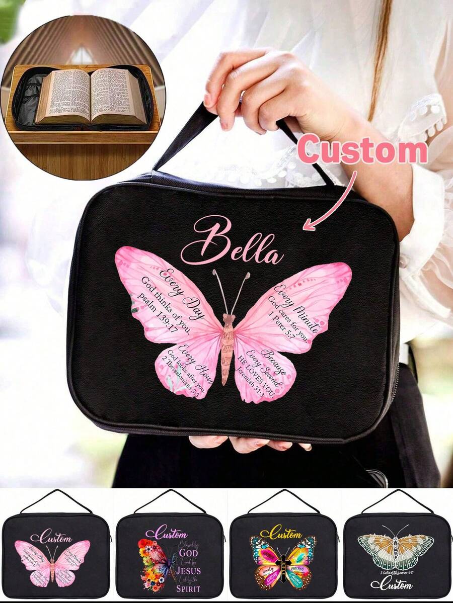Túi tote in chữ tối giản theo yêu cầu, túi đựng Kinh Thánh đa năng, phù hợp cho học sinh sử dụng hàng ngày; Túi đựng Kinh Thánh in hình trái tim và thánh giá họa tiết da báo, phù hợp cho học sinh sử dụng hàng ngày; Túi xách tay có quai và túi khóa kéo, túi xách di động; Túi đựng sách đa năng dung tích lớn, bảo vệ sách vở hàng ngày. - Nhiều màu - Xem 1