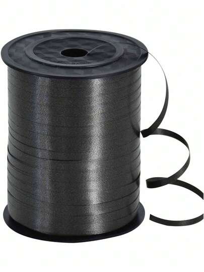 1 Roll 200m Black Curly Ribbon, Suitable For Gift Wrapping, Wedding, Birthday, Balloon Decoration Etc. - Shiny Metallic Ribbon, Suitable For Bouquet And Floral Packaging, Valentine's Day, Wedding, Birthday Etc.