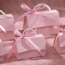 10pcs/Set Fashion Pearl Ribbon Gift Boxes, Suitable For Weddings, Birthdays And Other Occasions - Convenient Floral Pattern Chocolate Candy Gift Bags, Multipurpose For Various Sweets. - Multicolor - View 1