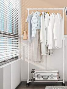 三层移动式衣架，带轮，节省空间，单/双杆衣柜收纳架，尺寸：60厘米 x 35厘米 x 130厘米，容量：8-10件衣物，重量：1200克