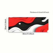 1 Peça Tapete de Mesa de Jogo Extra Grande com Design de Arte Ondulada em Camadas 2D/3D, Base de Borracha Antiderrapante, Superfície Ondulada Vermelha/Preta/Branca, Mousepad Estendido Adequado para Computador, Escritório e Setup de Jogos, Presente Ideal para Gamers e Entusiastas de Tecnologia - Vermelho, branco e preto - Visão 8