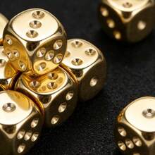 4颗精美纯铜麻将骰子 | 精心打造，适用于桌游、酒吧和KTV - 黄色，桌面游戏，酒吧老板和游戏爱好者 - 金色 - 查看 5