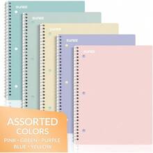 Stock Up For Back To School Season! 5 Pack Vibrant Color Notebooks For Organization, College Ruled & 3-Hole Punched For Binders, 70 Sheets Each - Màu Pastel | Bộ 5 chiếc - Xem 8